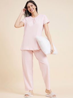 Sweet Dreams - Women Pink Printed Half Sleeves T-shirt and Pyjama