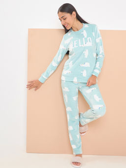 Sweet Dreams - Women Blue Printed T-shirt and Pyjama