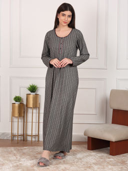 Sweet Dreams - Women Black Printed Night Dress