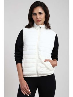 Van Heusen - White Nylon Sleeveless Zipper Jacket