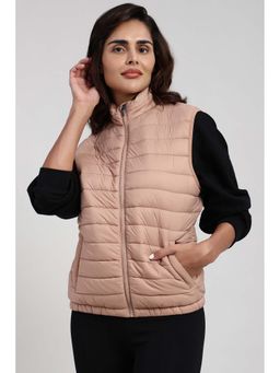 Van Heusen - Beige Nylon Sleeveless Zipper Jacket