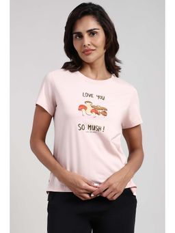 Van Heusen - Peach Cotton Blend Half Sleeves Pull On T-Shirt