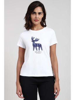 Van Heusen - White Cotton Blend Half Sleeves Pull On T-Shirt