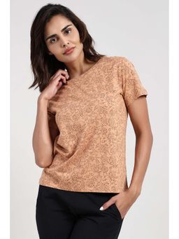 Van Heusen - Brown Cotton Half Sleeves Pull On T-Shirt