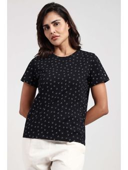 Van Heusen - Black Cotton Half Sleeves Pull On T-Shirt