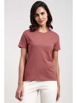 Van Heusen - Mauve Cotton Half Sleeves Pull On T-Shirt