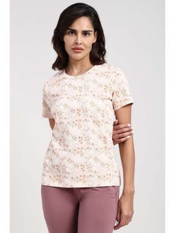Van Heusen - Peach Cotton Half Sleeves Pull On T-Shirt