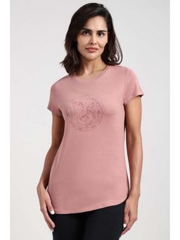 Van Heusen - Mauve Cotton Half Sleeves Pull On T-Shirt