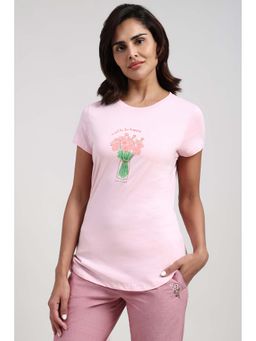 Van Heusen - Pink Cotton Half Sleeves Pull On T-Shirt