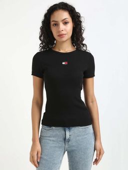 Tommy Hilfiger - Black Cotton Half Sleeves Pull On T-Shirt