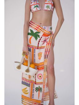 Essgee - Cream El Ojo Printed Scarf Style Sarong