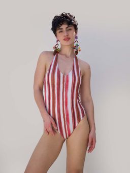 Essgee - Red Kottu Stripes Printed Swimsuit