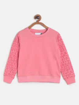 Tales & Stories - Girls Pink Casual Polycotton Printed Sweatshirt