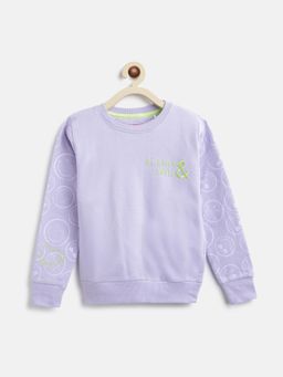 Tales & Stories - Girls Lilac Poly Cotton Printed Sweatshirt