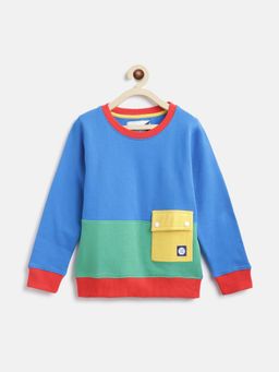 Tales & Stories - Boys Colorblock Royal Blue Poly Cotton Sweatshirt