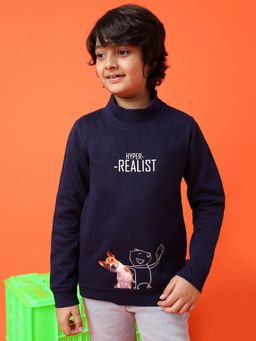 Tales & Stories - Boys Navy Blue Poly Cotton Printed Sweatshirt