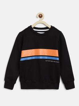 Tales & Stories - Boys Black Poly Cotton Printed Sweatshirt