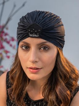 Hair Drama Co. - Embellished Turban With Sequins - Black
