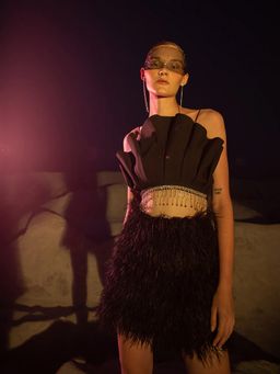 Label Iris - Black Feather Mini Skirt