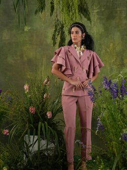 Label Iris - Mauve Apricot Embellished Ruffle Co-Ord (Set of 2)