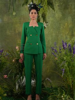Label Iris - Green Double Breast Blazer Co-Ord (Set of 2)