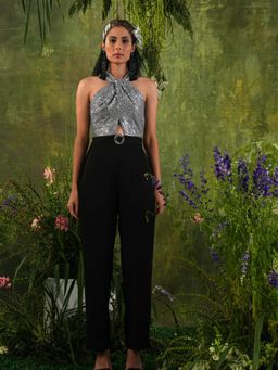 Label Iris - Silver & Black Sequin Jumpsuit