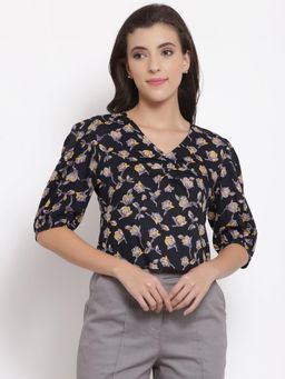 Ayrolane - Black Printed Detail Top