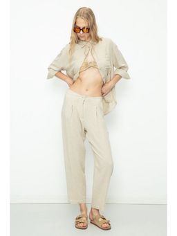 GAIIA - Women Beige Solid Shirt with Pant