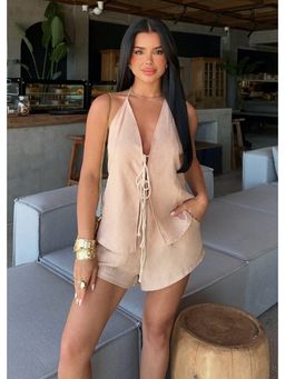 GAIIA - Beige Candida Linen Top with Shorts