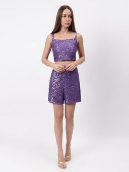 GAIIA - Purple Blingy Sequin Top with Shorts