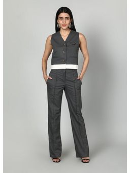 GAIIA - Women Grey Solid Waistcoat with Pant