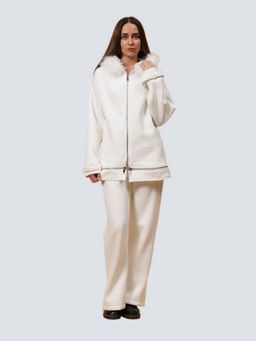 GAIIA - Women White Solid Jacket with Pant