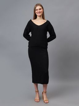 GAIIA - Black Self Shimmer Skirt Top with Skirt