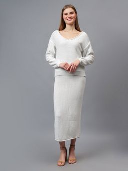 GAIIA - White Self Shimmer Skirt Top with Skirt