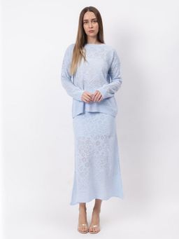 GAIIA - Blue Self Design Winter Top with Skirt