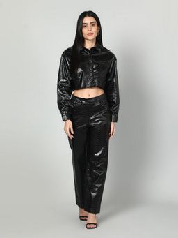GAIIA - Black Croc Leather Co-Ord Set