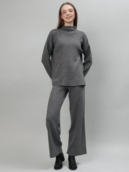 GAIIA - Grey Women Solid Color High Neck Co-Ord Set