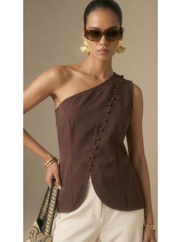 IS.U - Women Brown Polyester Solid Top