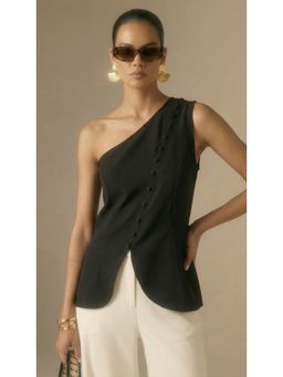 IS.U - Women Black Polyester Solid Top