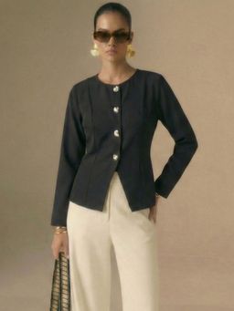 IS.U - Women Black Polyester Solid Top