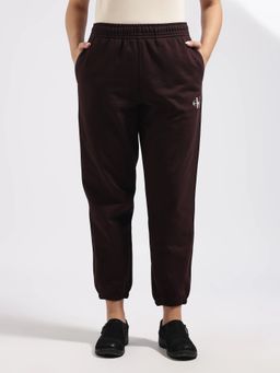 Calvin Klein - Regular Fit Solid Mid Rise Brown Joggers