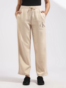 Calvin Klein - Loose Fit Logo Mid Rise Beige Track Pant
