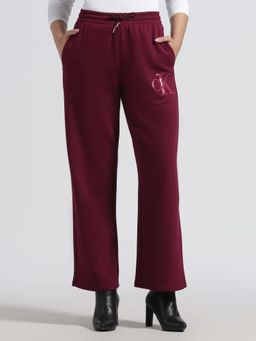 Calvin Klein - Loose Fit Logo Mid Rise Maroon Track Pant