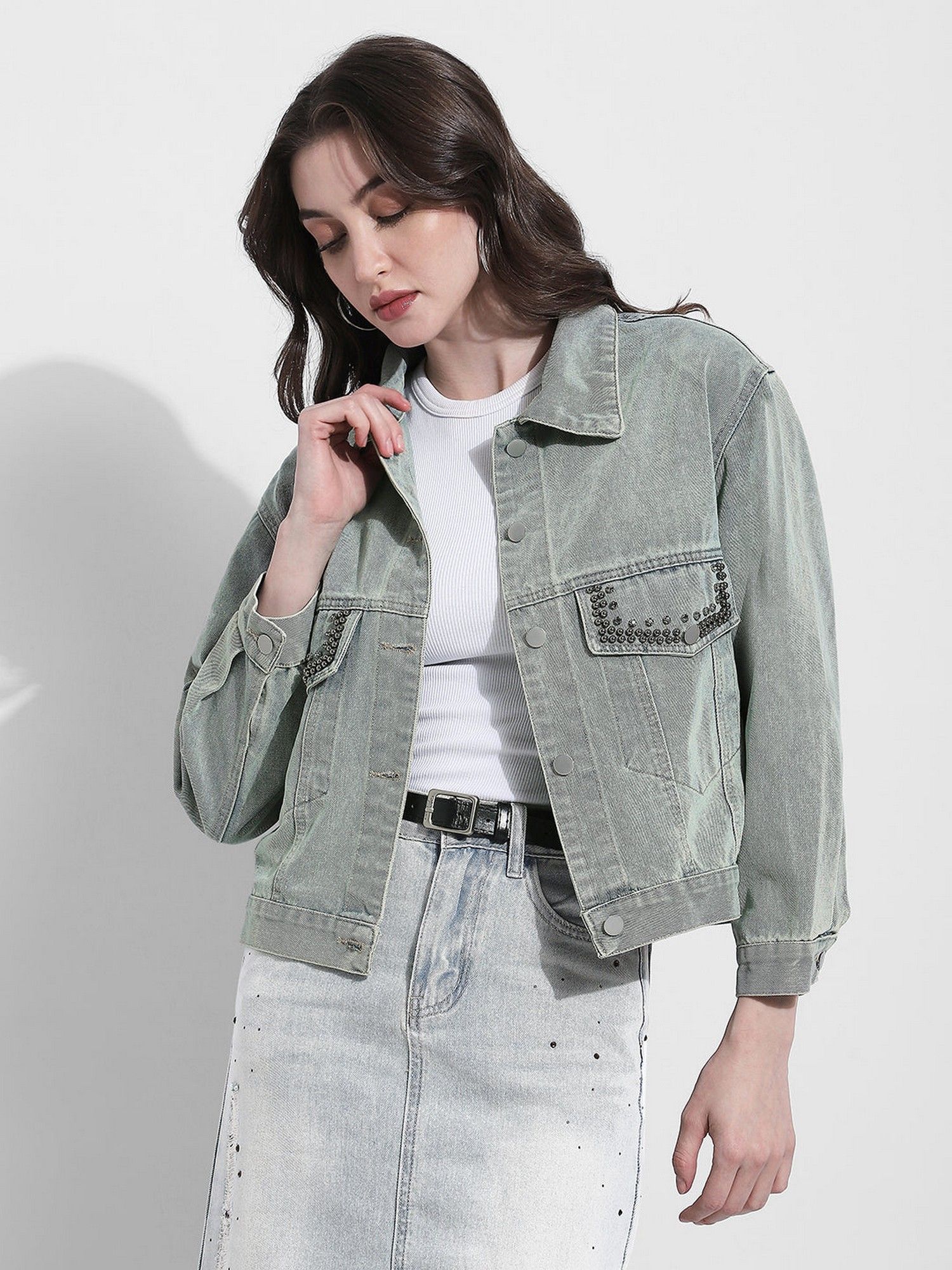 showoffff Blue Collar Neck Full Sleeves Denim Jacket-picture-26
