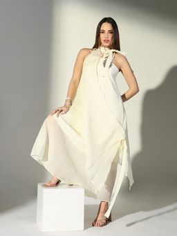 SHOWOFF - Cotton Cream Shoulder Straps Sleeveless Maxi Dress