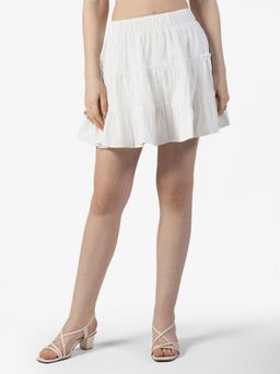SHOWOFFFF - Women White Solid Mini Skort