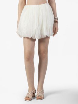 SHOWOFFFF - Women White Solid Mini Skort