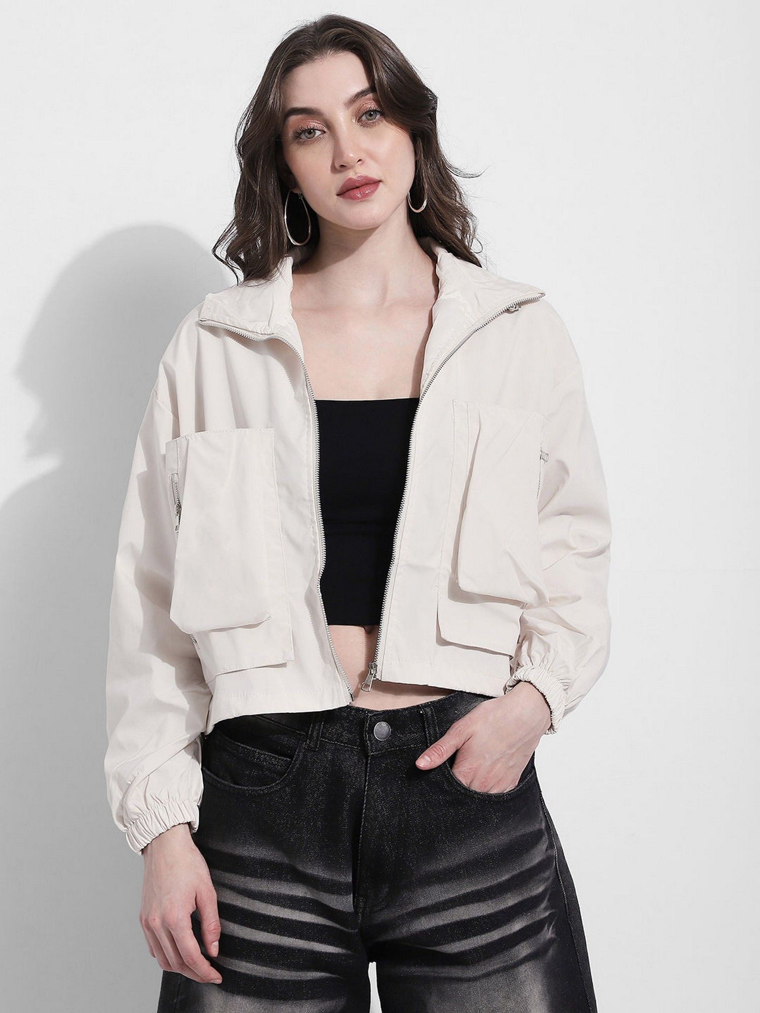 showoffff Off White Collar Neck Full Sleeves Bomber-picture-19