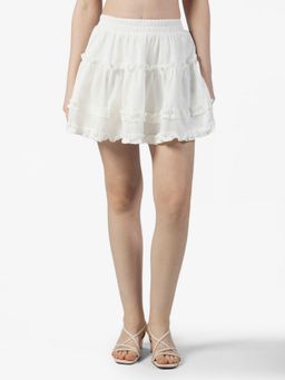 SHOWOFFFF - Women White Solid Mini Skort