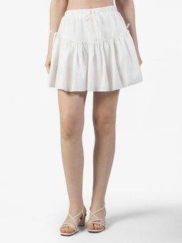 SHOWOFF - Women White Solid Mini Skirt